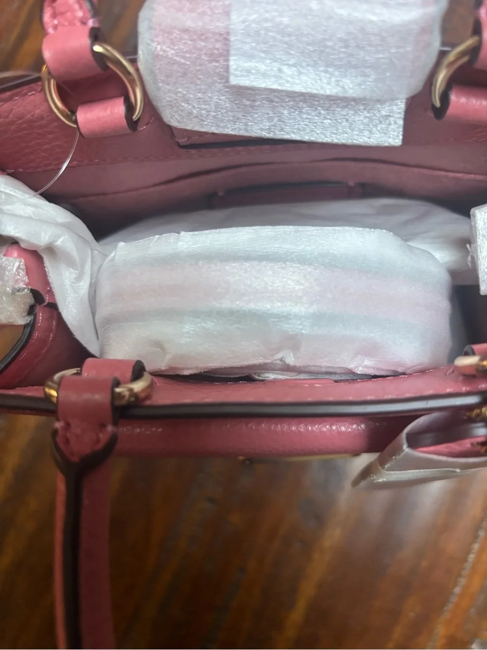 Coach Pink Pebbled Leather Mini Satchel with Gold-Tone Plaque